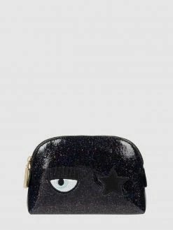 Chiara Ferragni Kosmetiktasche Mit Stickereien - Metallic Schwarz