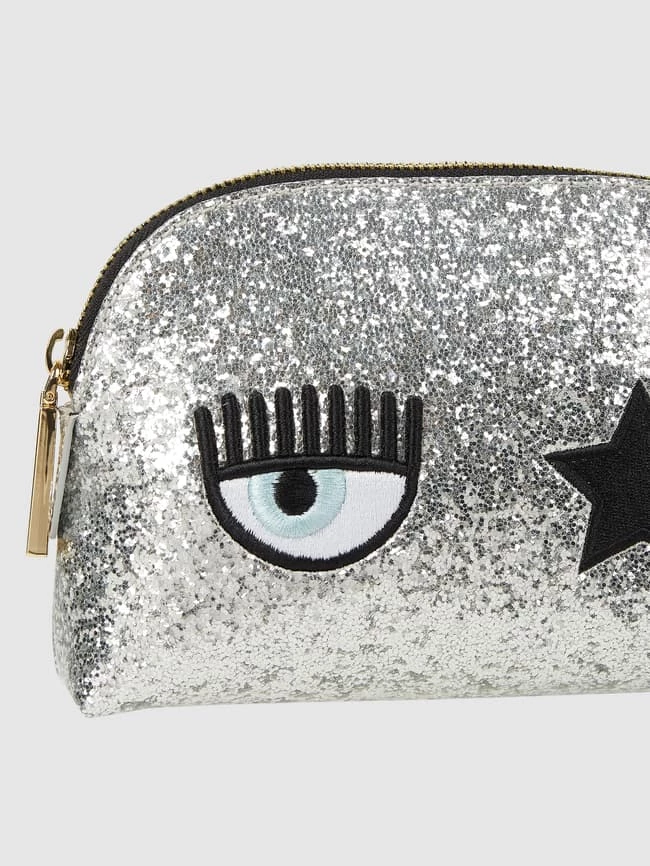 Chiara Ferragni Kosmetiktasche Mit Stickereien - Silber 3 Chiara Ferragni Kosmetiktasche Mit Stickereien - Silber – Bild 3