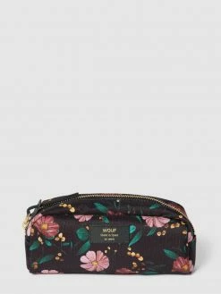 WOUF Kosmetiktasche Mit Label-Print Modell 'Black Flowers Big Beauty' - Schwarz