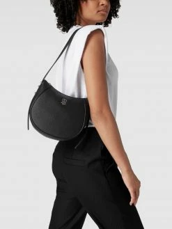 Tommy Hilfiger Hobo Bag Mit Strukturmuster Modell 'ELEMENT' - Schwarz