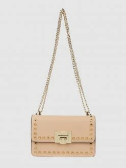 Seidenfelt Crossbody Bag Mit Nieten Modell 'Ydby' - Sand
