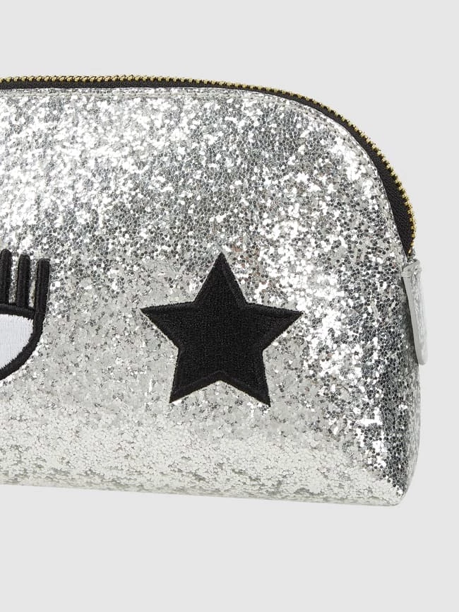 Chiara Ferragni Kosmetiktasche Mit Stickereien - Silber 2 Chiara Ferragni Kosmetiktasche Mit Stickereien - Silber – Bild 2