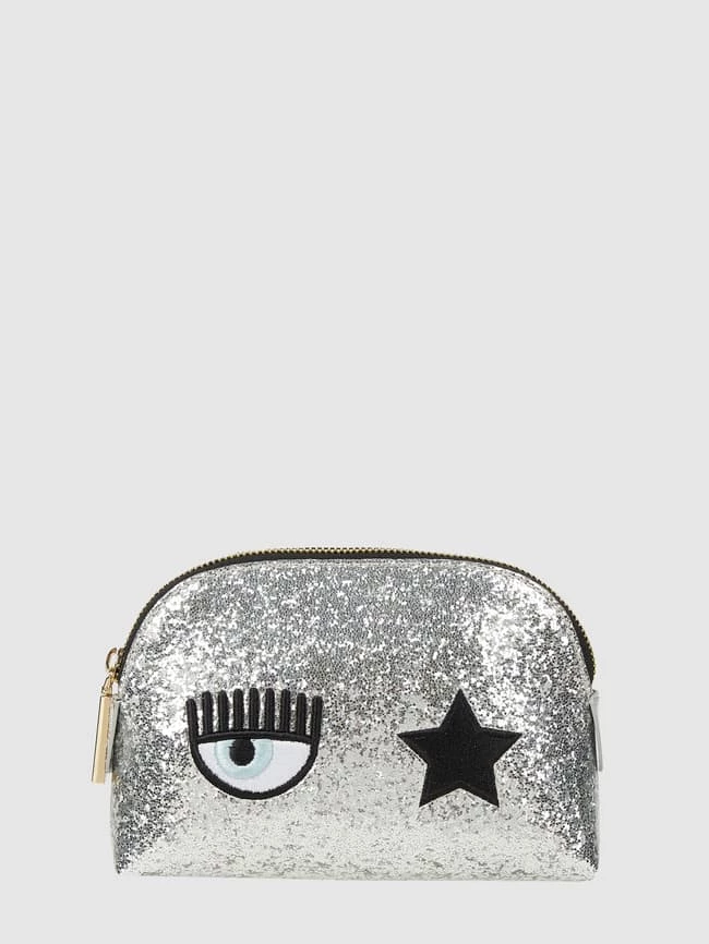 Chiara Ferragni Kosmetiktasche Mit Stickereien - Silber 1 Chiara Ferragni Kosmetiktasche Mit Stickereien - Silber