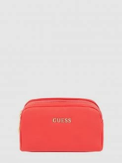 Guess Kosmetiktasche In Leder-Optik - Rot