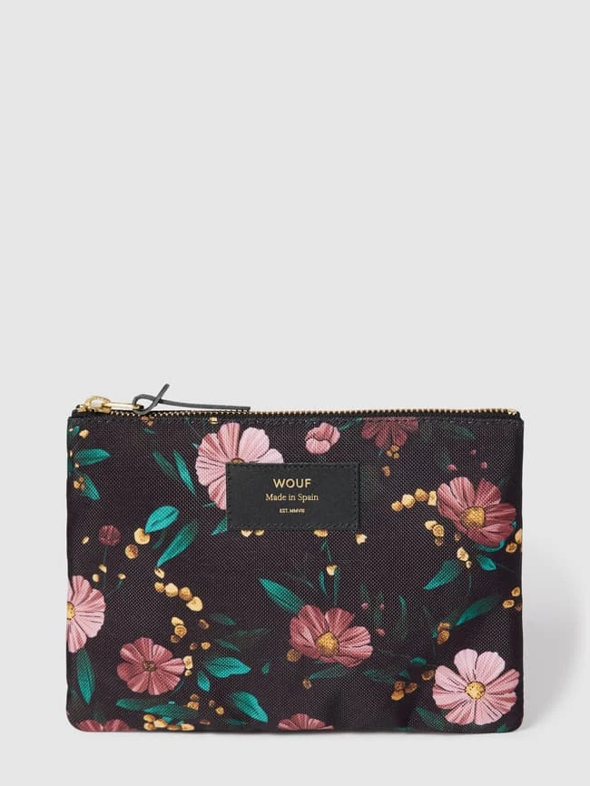 WOUF Kosmetiktasche Mit Label-Patch Modell 'Black Flowers Large Pouch' - Schwarz 1 WOUF Kosmetiktasche Mit Label-Patch Modell 'Black Flowers Large Pouch' - Schwarz