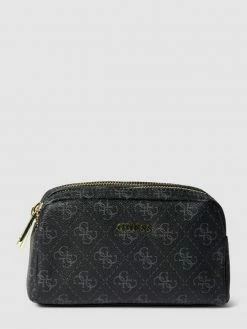 Gales-Shop 17 Guess Kosmetiktasche Mit Allover-Logo Modell 'DOUBLE ZIP' - Schwarz